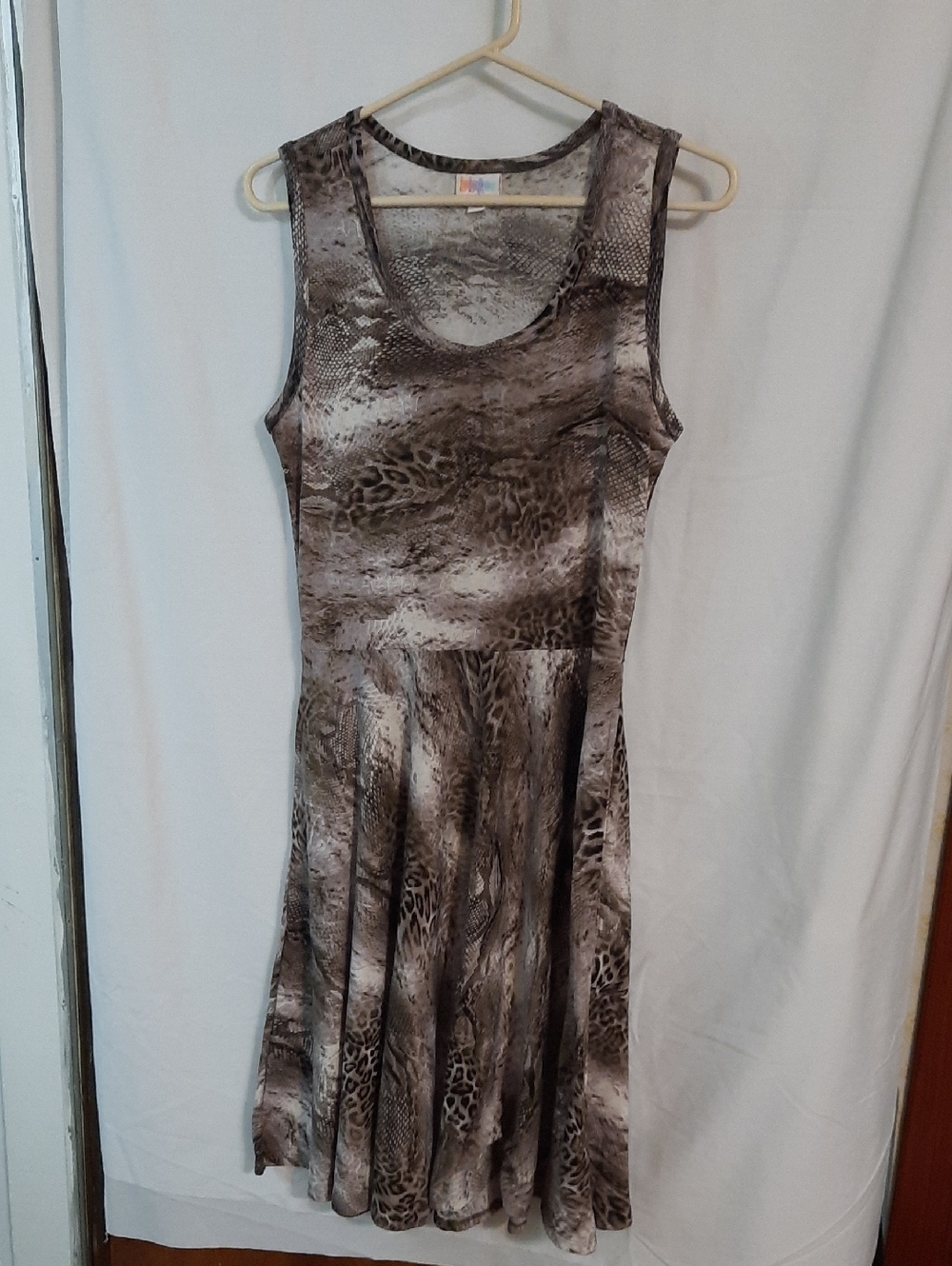 LuLaRoe's Sleeveless Brown Animal-Print Fit & Flare Dress - Size M